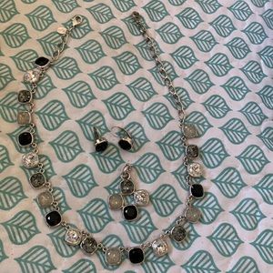 Brighton silver black and crystal necklace, pendant and earrings